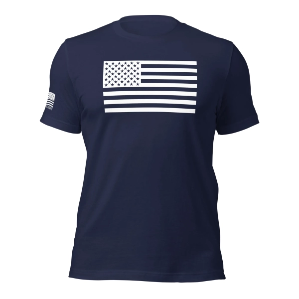 American-Flag-Classic-T-shirt-White Print-navy-front