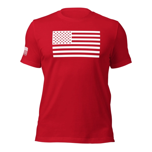 American-Flag-Classic-T-shirt-White Print-red-front