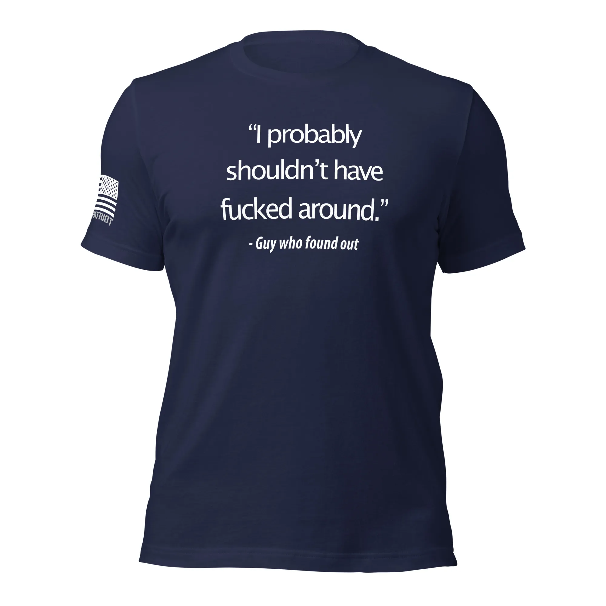 faafo-guy-who found-out-quote-t-shirt-navy-front faafo-guy-who found-out-quote-t-shirt-navy-front