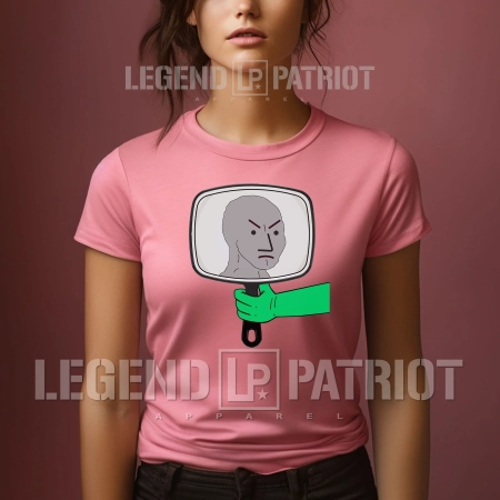 showing-a-triggered-npc-themselves-in-the-mirror-pink-womens-patriotic-american-t-shirt-female-model-front_Legend-Patriot-Apparel-tees