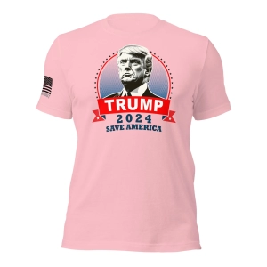 trump-2024-save-america-retro-portrait-campaign-logo-t-shirt-pink-front